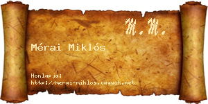Mérai Miklós névjegykártya